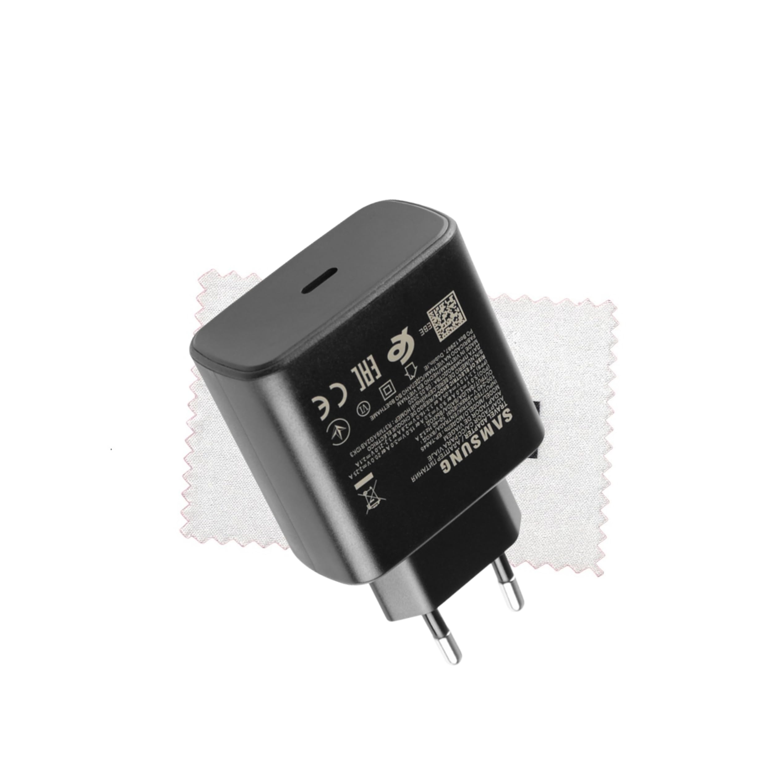 Caricabatterie originale da 45W per Samsung Galaxy S23 Ultra S20 Ultra 5G S10 Lite Note 10 Note 10 Plus Tab S7 Tab S7 Plus Cavo di ricarica rapida da 1,8 m con panno per la pulizia dello schermo Shlok