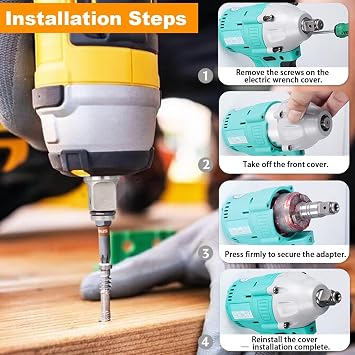 2 Pack Electric Wrench Conversion Head - 1/2 Square Drive & 1/4 Hex Collet, T Shaft Dual-Use Wrench Shaft Conversion Head for Electric Screwdriver and Impact Wrench