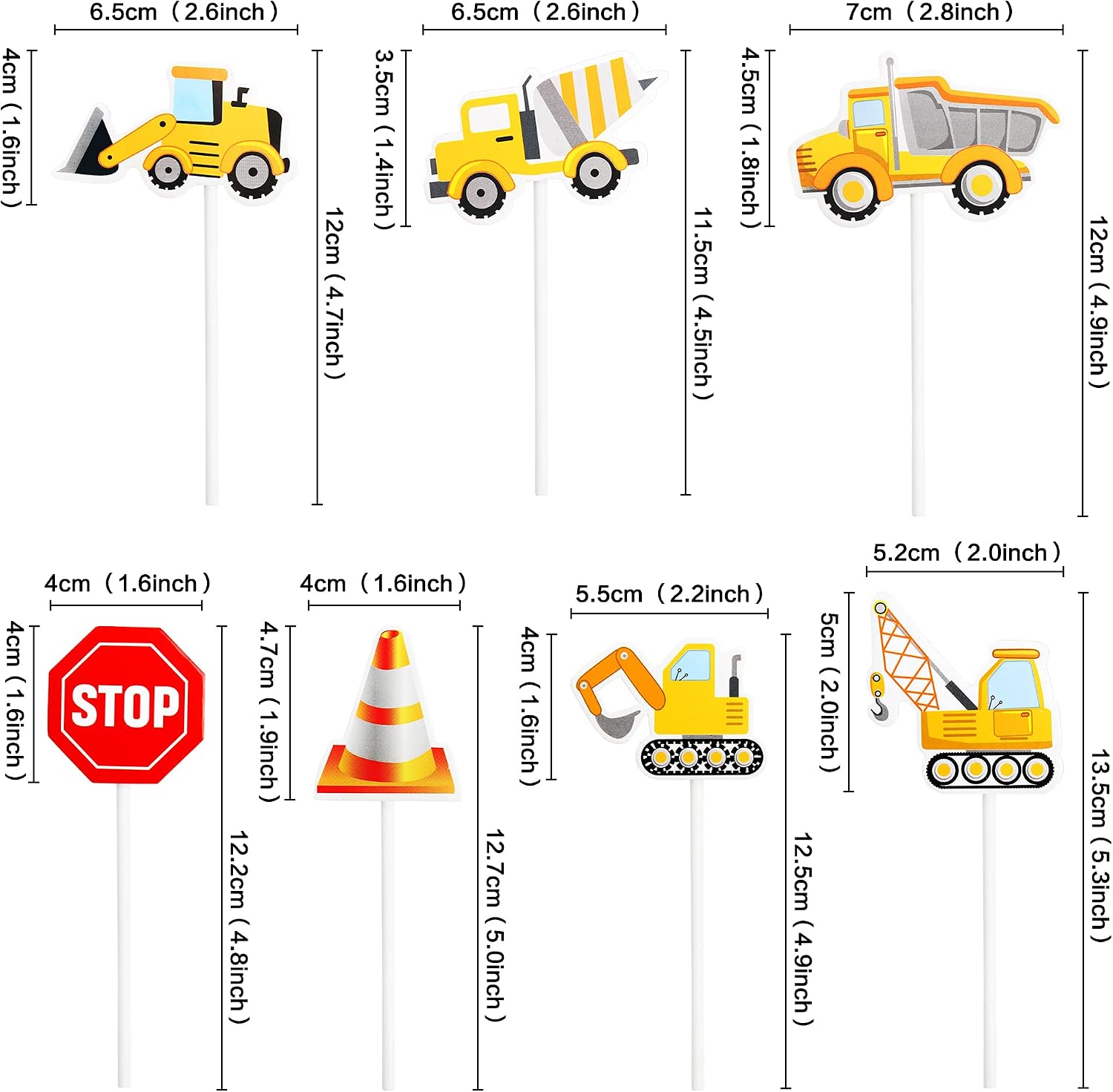 Blumomon 28Pcs Construction Cupcake Toppers Dump Truck Excavator Tractor Party Cake Toppers for Kids Birthday Baby Shower Party Decorations Supplies - Image 3