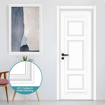 Wall Moulding Trim Peel and Stick Wall Moulding Panels Self-Adhesive Flexible Dado Rail for Home DIY Decoration, Wall Paneling Strips Protector, Cabinet Border (White, 22mm×6m)