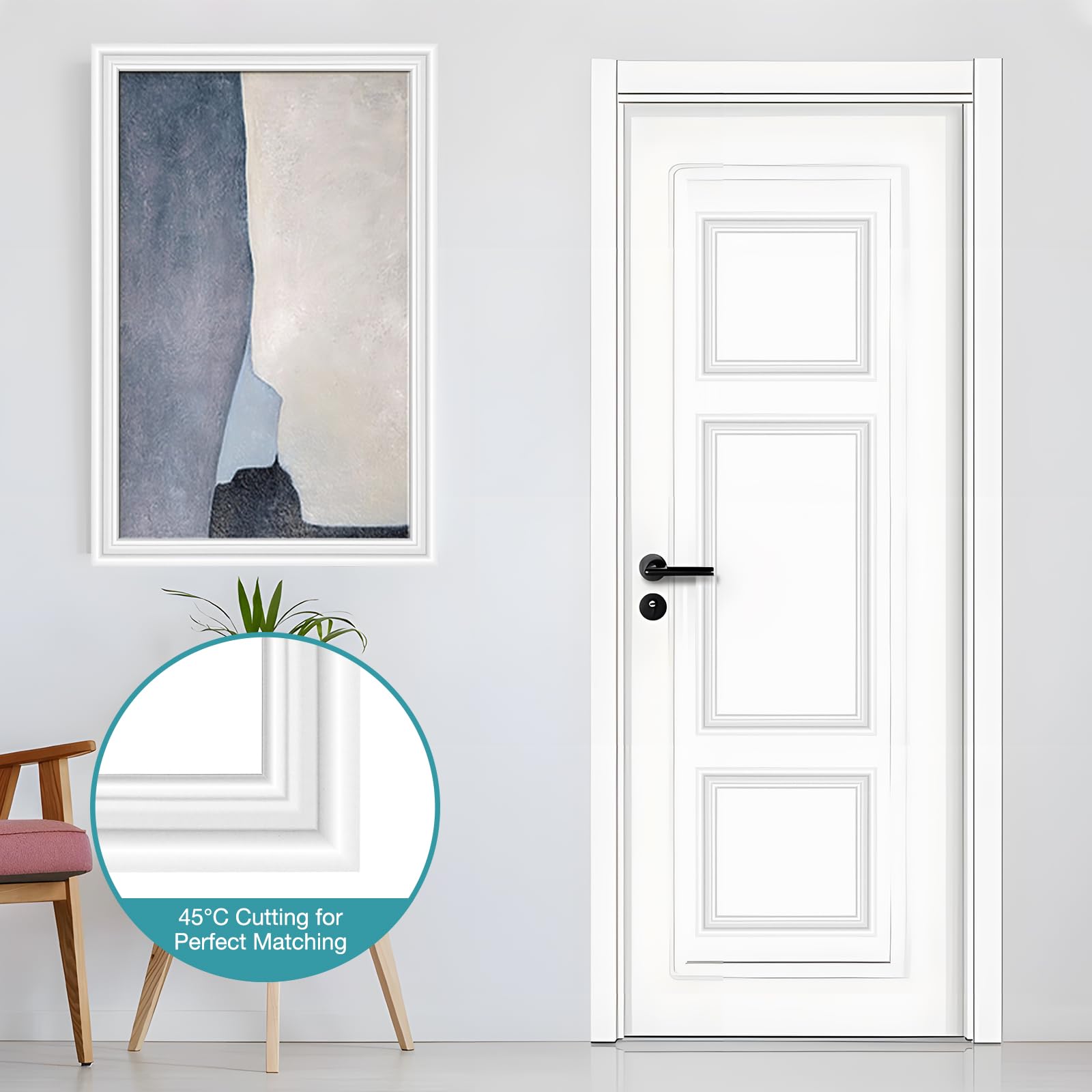 Molduras de pared autoadhesivas Molduras techo decorativas flexibles para paredes para decoración DIY, protección de paredes y bordes de armarios (blanco, 22 mm × 6 m)