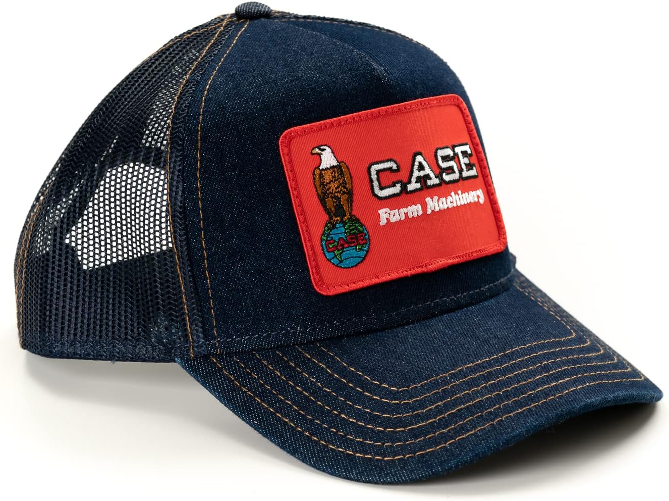 Case Farm Machinery Eagle Logo Hat, Denim Mesh Trucker Style