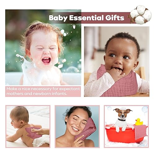 Miniatura 7 de Yoofoss Toallas de muselina para bebé, 100% algodón orgánico, paquete de 6 paños de lavado para bebé de 12 x 12 pulgadas, toallitas suaves y