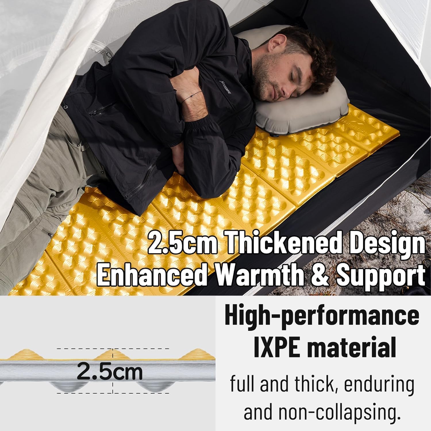 Naturehike Ultralight Foam Sleeping Pad - R1.8/R2.6/R3.0 Closed Cell Mattress, Thick Portable Folding Mat for Backpacking, Waterproof & Compact for Camping, Hiking, Travel Car Camping