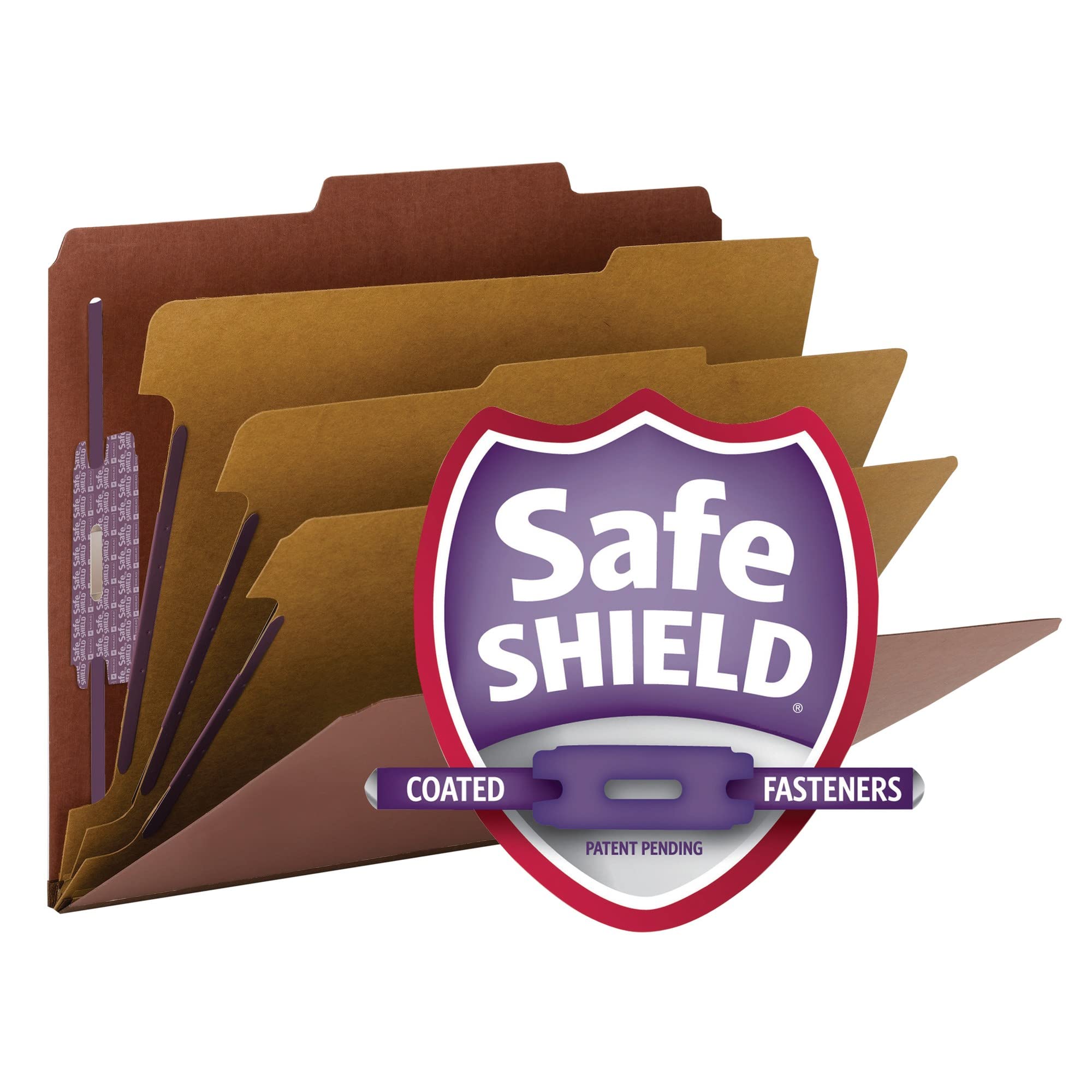 Smead Cartella portadocumenti con chiusure SafeSHIELD, 3 divisori, espansione 7,6 cm, formato lettera, rosso, 10 per scatola (14092)
