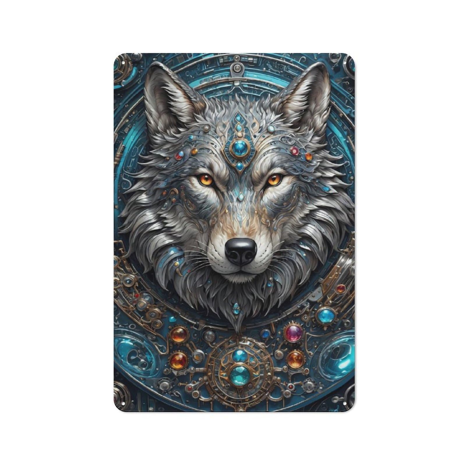 Mega Steampunk Wolf Shed Style Metal Wall Decor 30x20cm, Tin Sign for Conservatory, Home Bar Or Utility Room