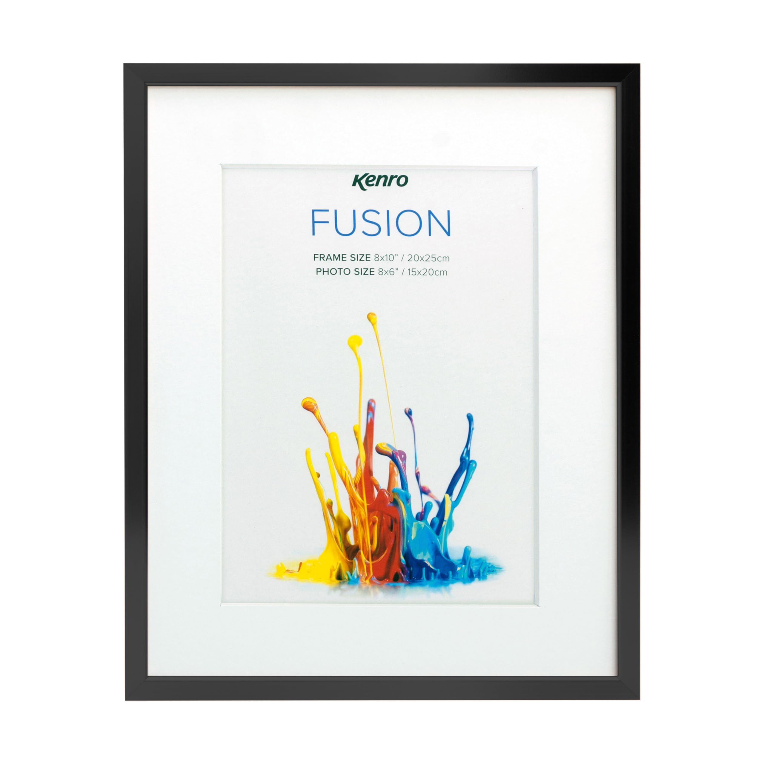 Kenro Fusion Series Black Metal Photo Frame 12x16 Inch / 30x40cm with Picture Mat for Photo 10x12 Inch / 25x30cm - FNC2530B