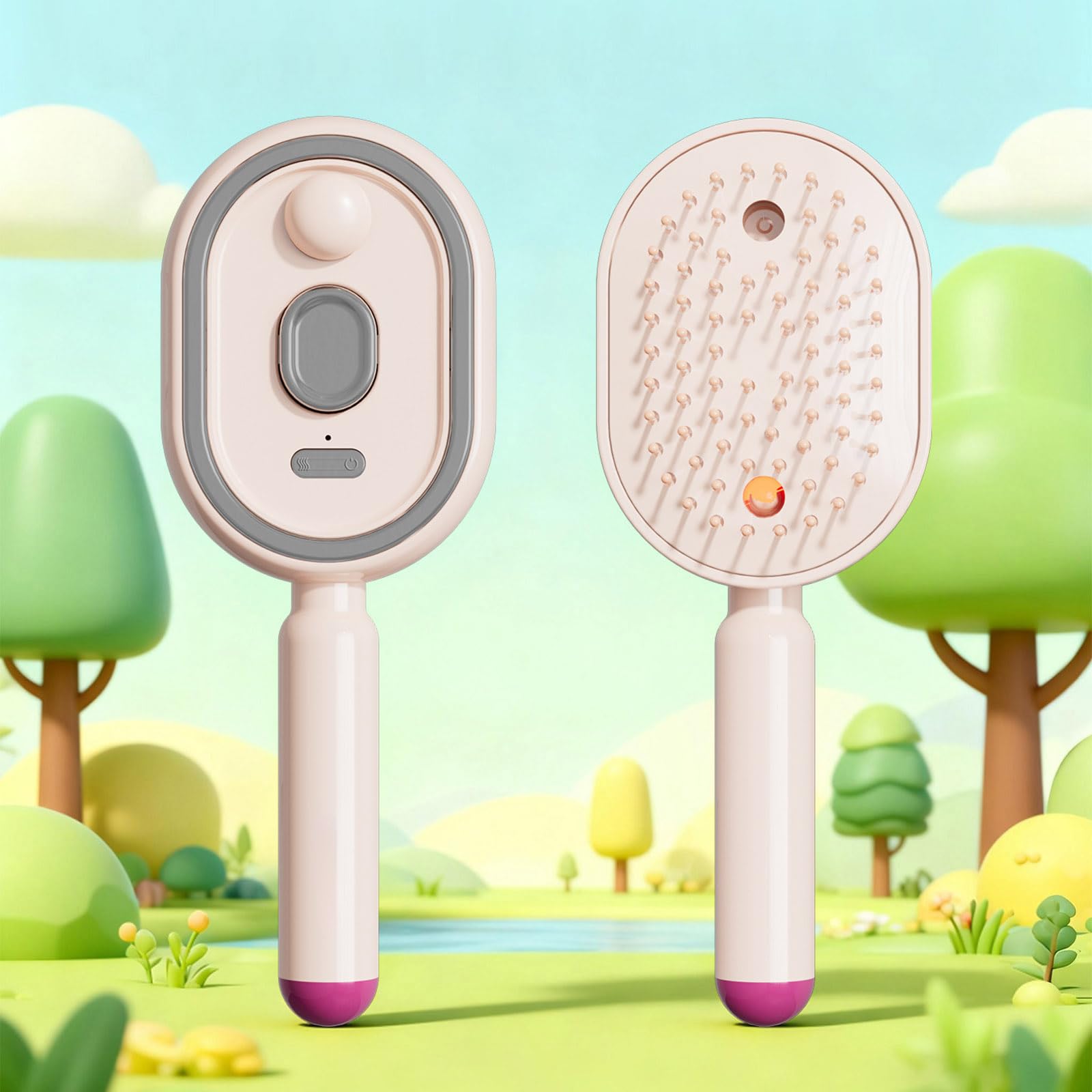 Générique Brosse à vapeur électrique, fer à lisser à vapeur rechargeable avec spray, peigne démêlant antistatique 3 en 1 et massage à coussin d'air, Nouveau outil de coiffure portable sans fil