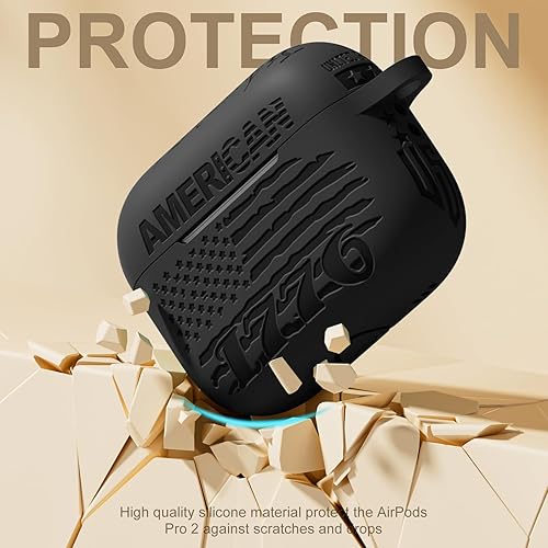 Miniatura 2 de Funda con grabado de la bandera de Estados Unidos, compatible con Airpods Pro de 2 generación con funda para Airpods Pro 2, funda de silicona suave