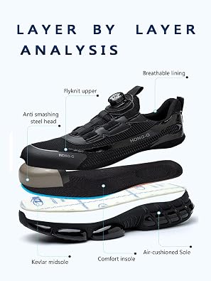 Men's Work Safety Shoes, Steel Toe, Rotating Buckle