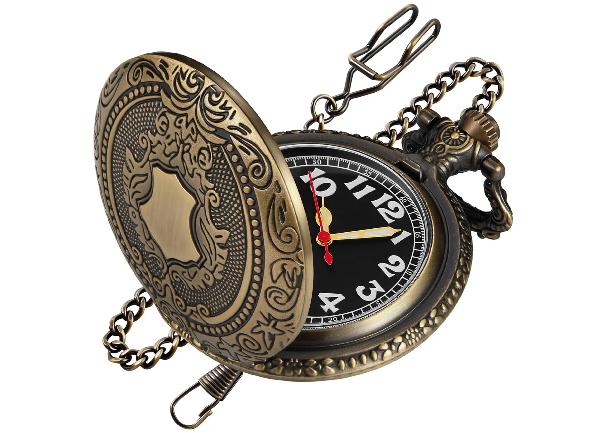 Classic Quartz Pocket Watch with Chain, Quartz Pocket Watch Adopts Unique Dial Design, Men's Pocket Watch with Chain Suitable for Christmas/Graduation/Birthday/Father's Day-image-7