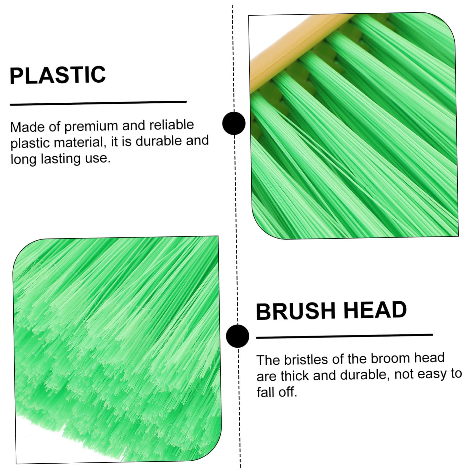 FRCOLOR Indoor Outdoor Broom Head Green Broom Replacement for Household Cleaning Plastic Sweeper Head