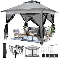 Vista 25 de COBIZI 10x10 Gazebos desplegables en oferta 11x11 Tienda de campaña con toldo fácil de montar al aire libre, Gazebo impermeable portátil