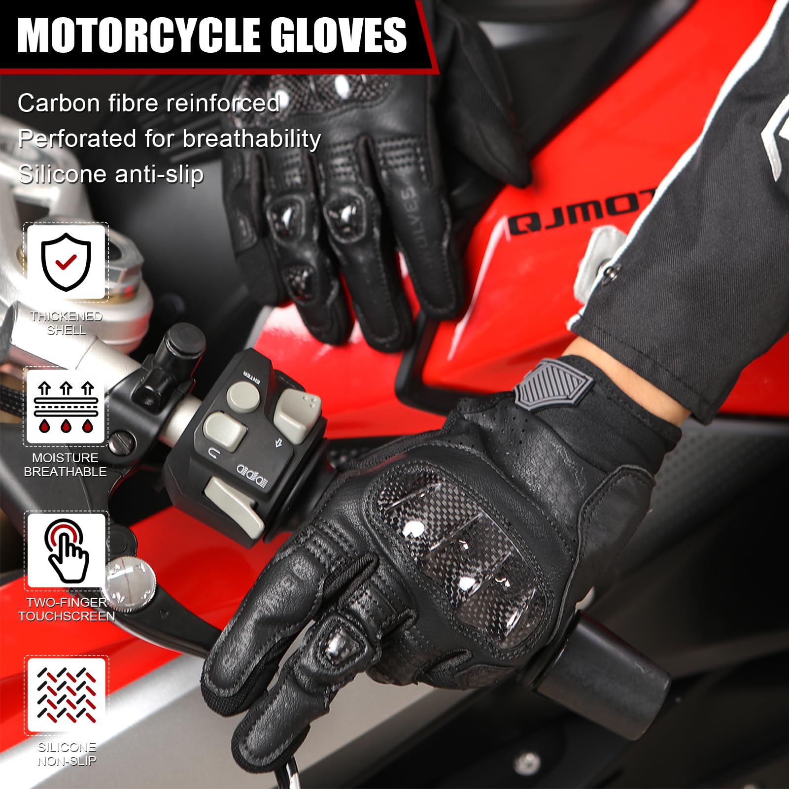Guanti Moto Estivi Uomo Donna Tessile Pelle Ventilato Guanto Per Motocicletta Ventilata Touchscreen Protettore Rinforzato Guanti Protettivi Per Motocross, Scooter, Ciclomotori, Quad,ATV