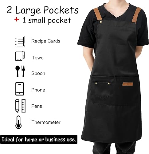 Miniatura 5 de DILLMAN Delantales de arte para hombres y mujeres, pintura de cerámica, para hornear, correas en la espalda en H, delantal de cocina con bolsillos