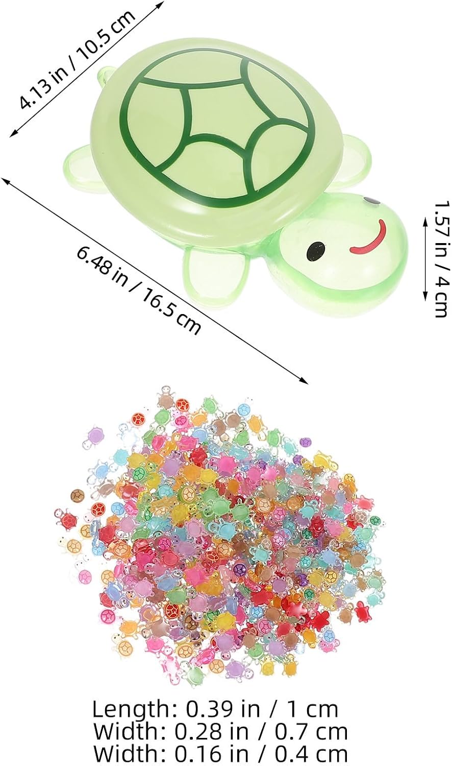 Glow-in-the-dark Mini Resin Turtle Storage Box with 402pcs Turtle-shaped Figurines, Plastic and Resin Material, Encourages Tidying and Resists Slipping, for Drawers Random Color