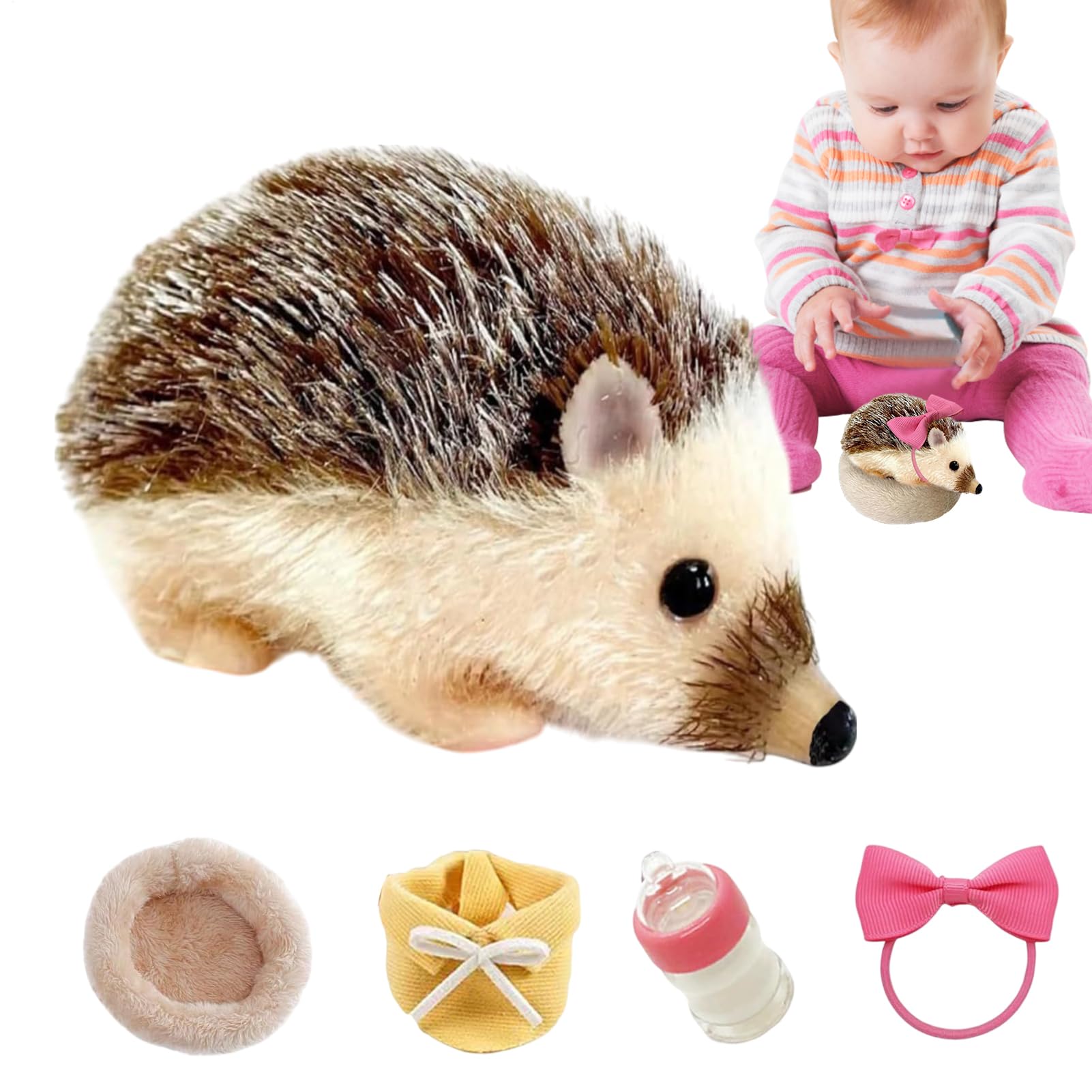 Erizo Pequeño Juguete de Erizo de 13 cm | Modelo Animal Con Almohadilla Para Dormir, Muñeca De Silicona Para Decoración Del Hogar Y Juego Infantil