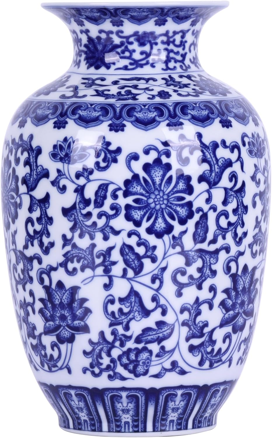 Traditional Thin-Bodied Blue and White Porcelain Bud Vases,Hand-Painted Chinoiserie Ceramic Vases with Floral Design,Thin-Walled Lightweight Vases for Home Décor, Tabletop, and Shelves (Winter Melon)