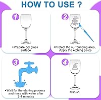 Vista 7 de Kit de crema para principiantes de vidrio de 3.5 onzas para diseños intrincados, pasta de grabado para manualidades, crea diseños grabados