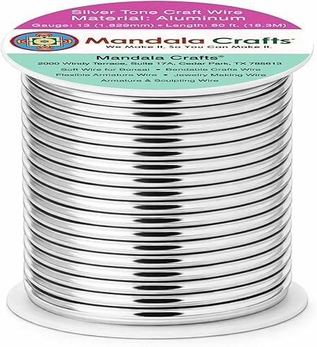 Vista 410 de Mandala Crafts Alambre de aluminio anodizado de calibre 8 para hacer joyas, alambre gris flexible de color de 32 pies, flexible y flexible