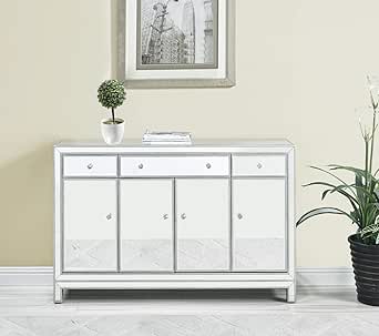 Buffet Cabinet 3 Drawers 4 Doors in Antique Silver Paint