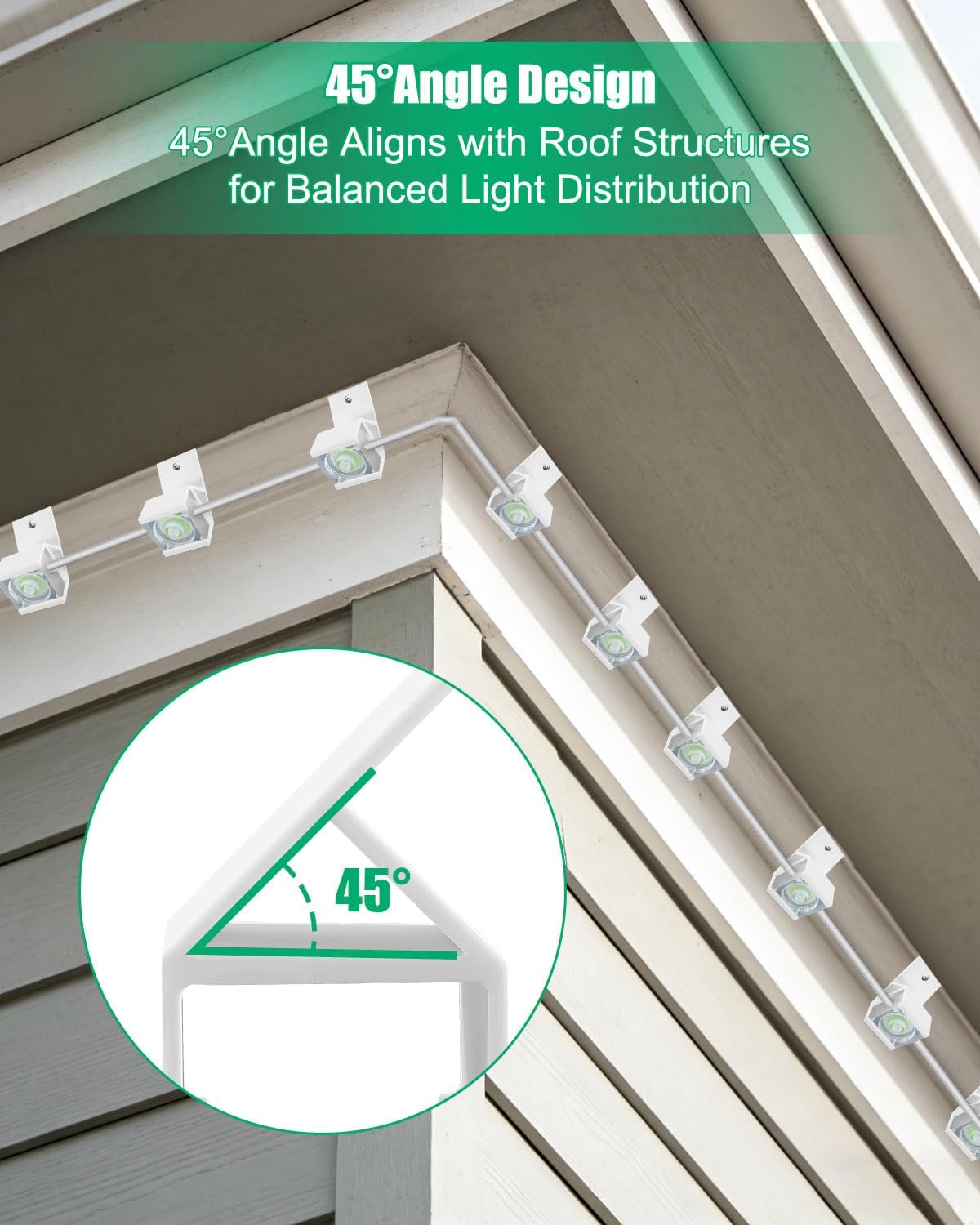 45° Angle Light Clips Fit for Govee Outdoor Lights H805 H705, Permanent Mounting Brackets for Outdoor Lights and Extension Cable, White(36PCS)