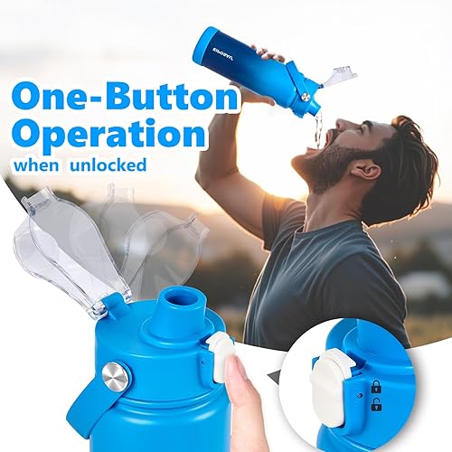 Miniatura 3 de Botella de agua aislada con tapa, bota y calcomanías, botella de acero inoxidable de 24 onzas, sin sudor, mantiene el frío las 24 horas, botella