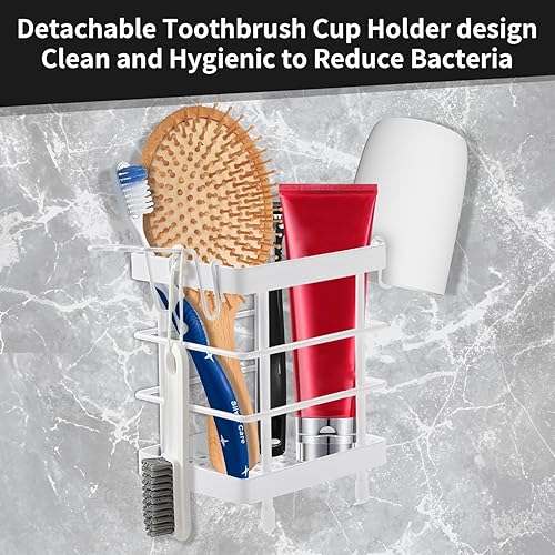 Miniatura 3 de TONLEA Soporte para jabón, soporte de pared para jabonera, cepillo de dientes para baño, organizador de cepillos de dientes de acero inoxidable para