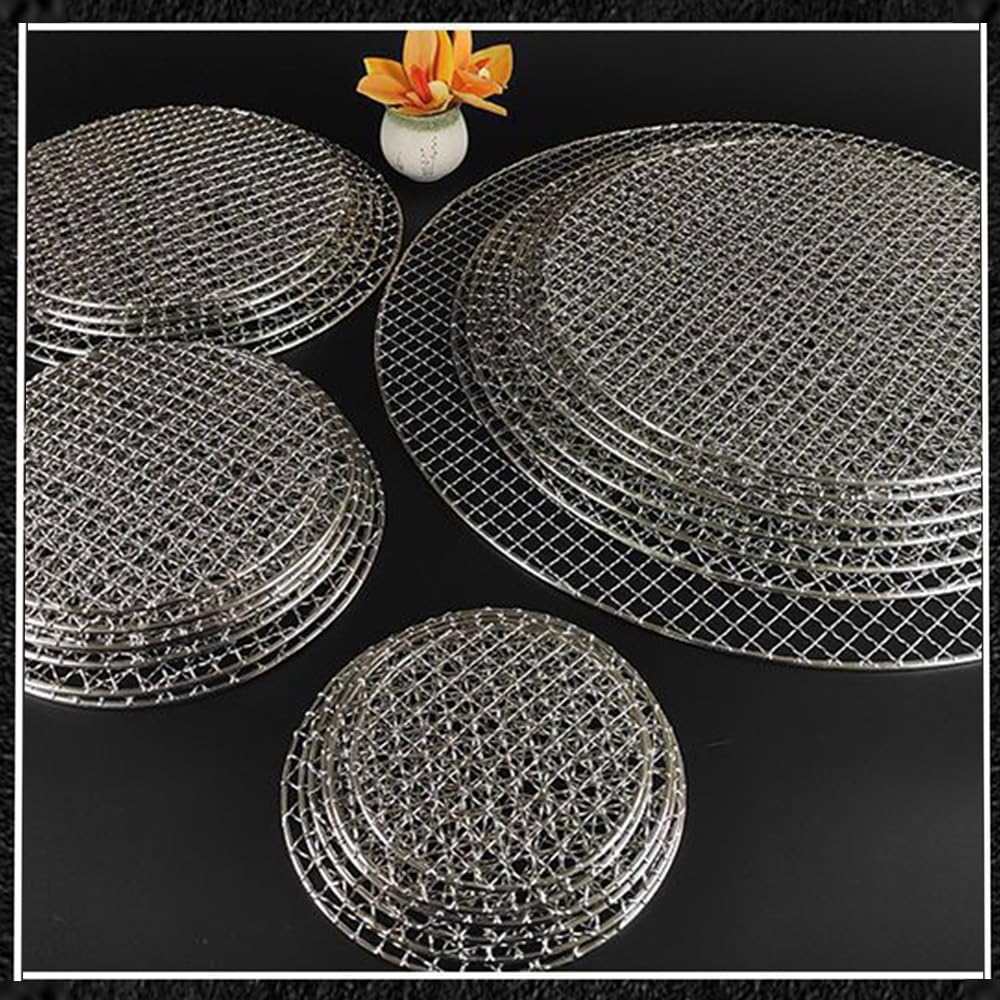 Grille de cuisson ronde en acier inoxydable pour brasero - Grille de cuisson ronde en acier inoxydable - Pour camping, jardin, pique-nique, répartition uniforme de la chaleur et nettoyage facile (40 x