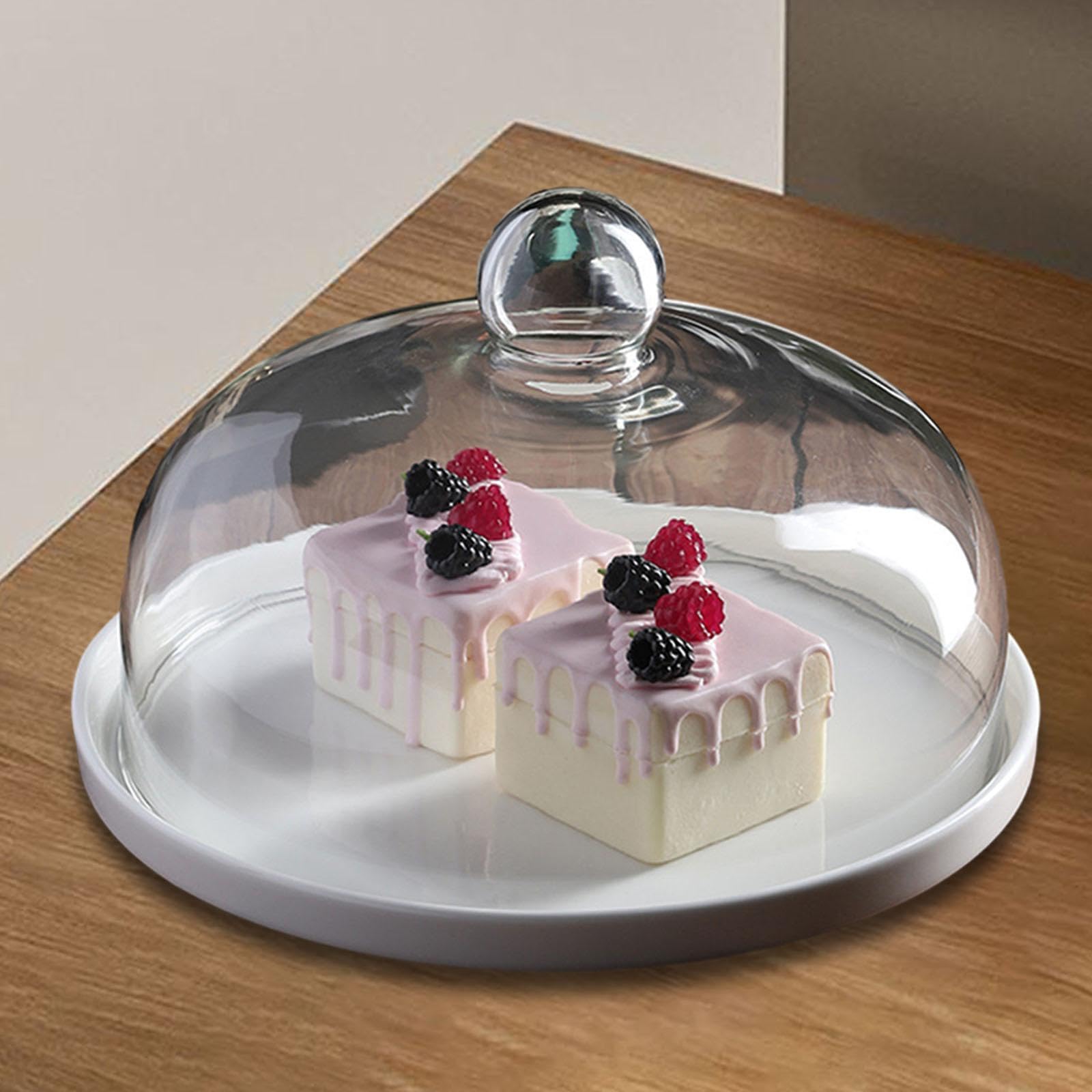 Expositor para tartas con tapa de cúpula, bandeja para galletas, bandeja para tartas para vacaciones, boda, fiesta festiva, 8 pulgadas