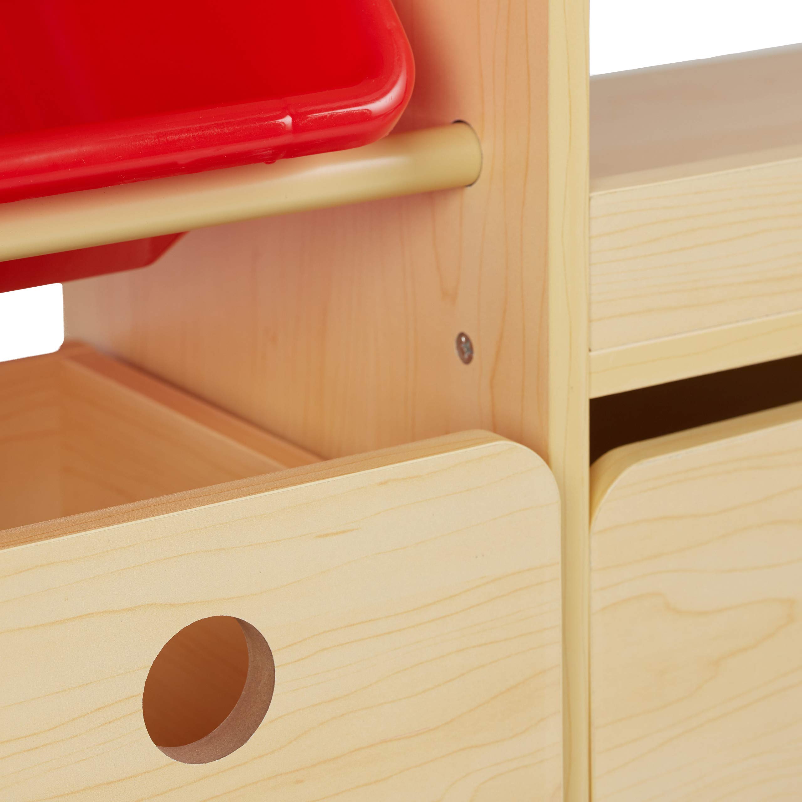 Relaxdays Librería Infantil, Estantería para Niños, Guarda Juguetes con Cajas Almacenaje, DM, 88 x 108 x 29 cm, Beige