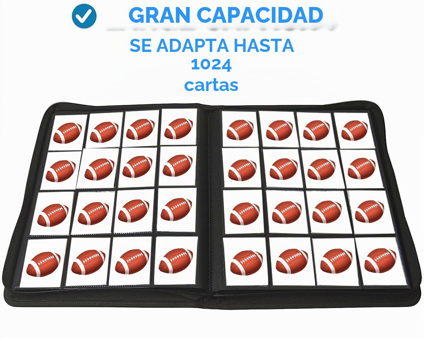 Carpeta de 16 bolsillos, más de 1000 álbumes de tarjetas coleccionables con cremallera, carpeta sin anillos de doble cara para MTG, TCG, tarjetas deportivas