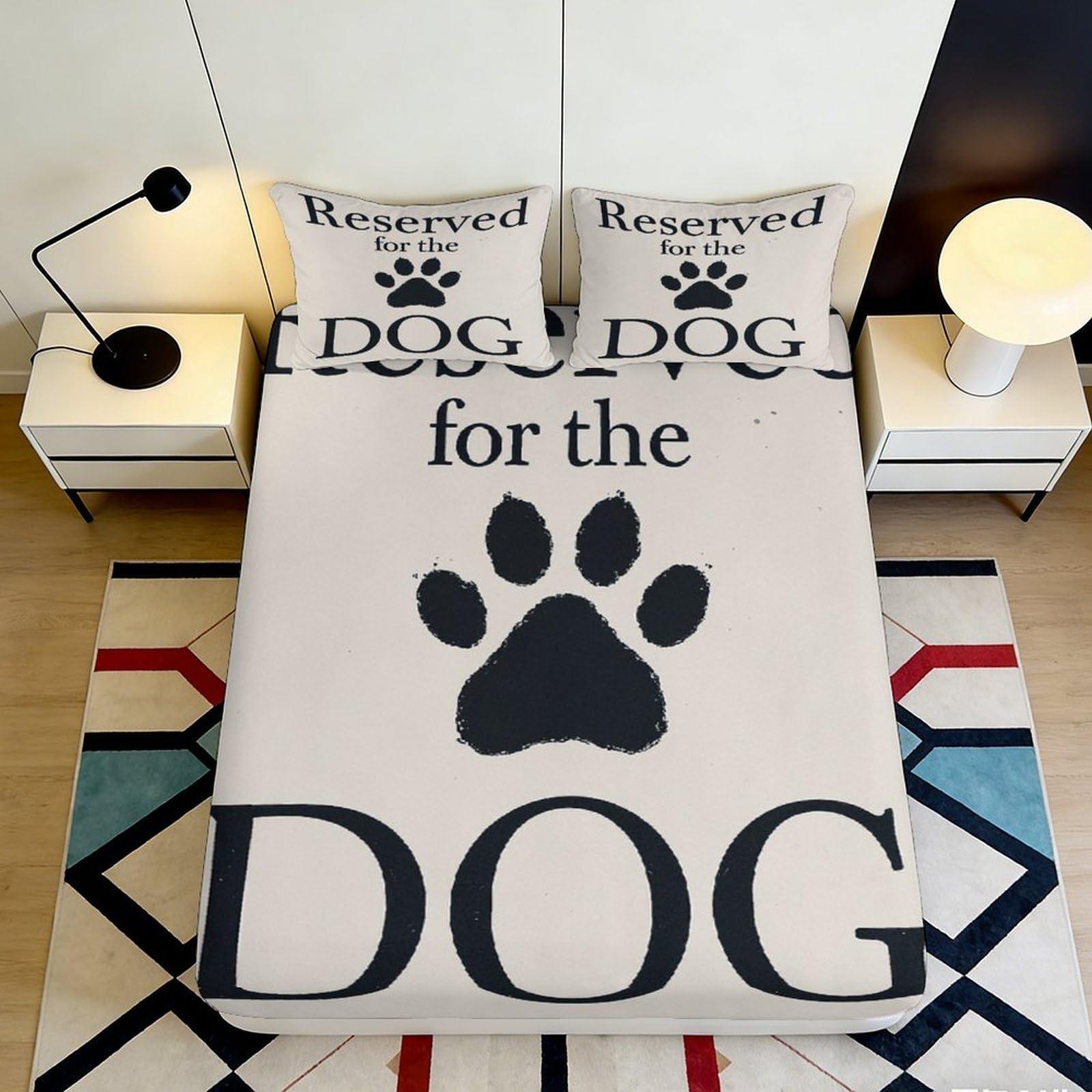 Uynsixtme Style-7 3D Printed Dog Paw Fitted Sheet Microfiber Non-Slip Deep Pocket Bedding For Adults Bedroom Dog Mattress Fitted Cover Washable 90X200x25cm