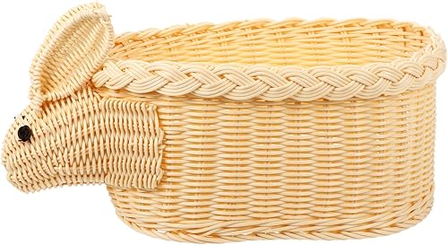 Cesta de Pascua de NUOBESTY con diseño de conejo, cesta de Pascua y caramelos, para guardar decoraciones de Pascua (beige, talla L)
