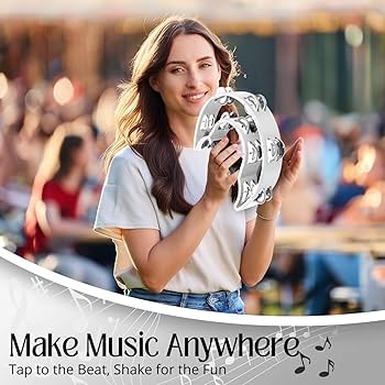 Amazon | Flexzion タンバリン メタル 半月 楽器 2列 メタル