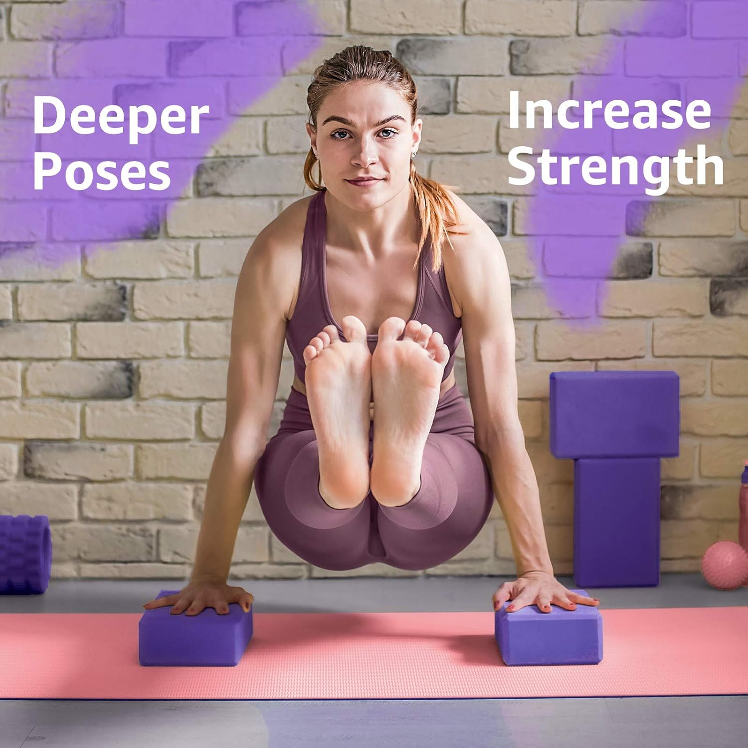Overmont Yoga Block 2 Pack Supportive Latex-Free EVA Foam Soft Non-Slip Surface for General Fitness Pilates Stretching and Meditation 8.3"x6"x3" : Sports & Outdoors