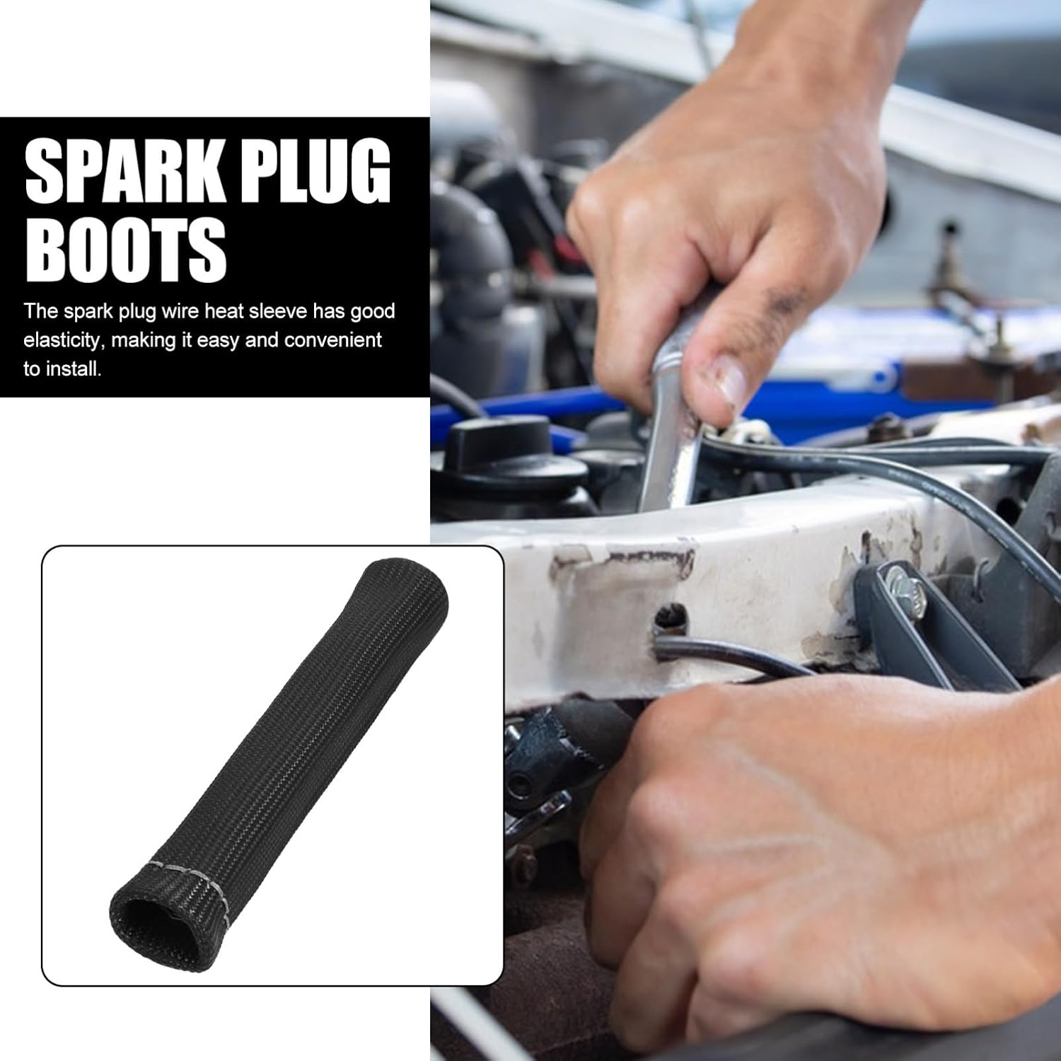 8pcs Spark Wire Shield and Boot Covers High-temperature Insulators for Car Engine Spark Sleeve Kit for Automotive Use