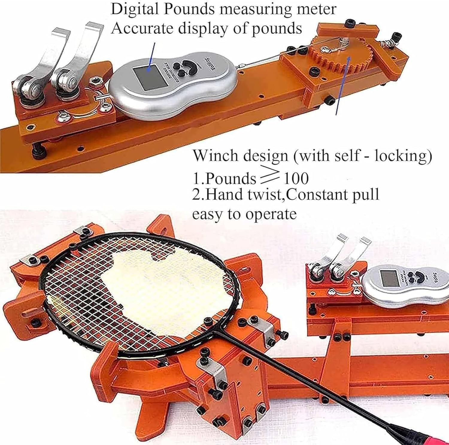 Badminton Racket Stringing Machine, Personal Stringing Tools with Winch, 6 Point Badminton Stringing Machine with Fixed 60lbs Winch for Badminton Racket, Racquet