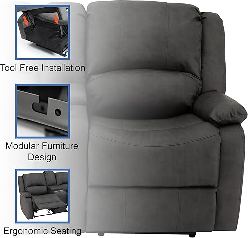 Miniatura 30 de RecPro Charles Collection sofá doble de 67 pulgadas con respaldo reclinable para caravana o cámper, mueble, sillón doble