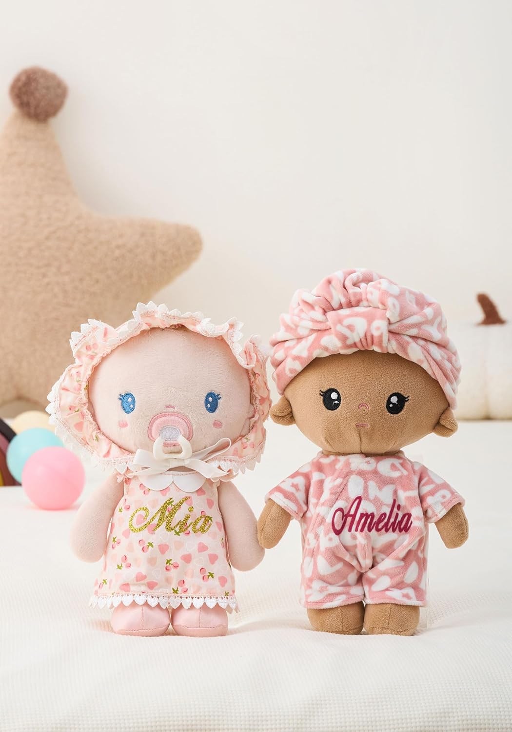 LeyaDoll Soft Baby Doll Gift Set - First Baby Doll Accessories Plush Rag Sleeping Cuddle Buddy Doll Toy Mini Pink Set for Kids Girls (9'') - Cherry Baby