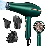 ARDIRO 2000 Watt Negative Ionic Hair Dryer, Professional Salon Blow Dryer, Low Noise Fast Drying & Powerful AC Motor and Diffuser Comb for Men Women,3 Heat & 2 Speed Settings, Easy to Use- Green