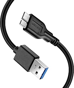 USB 3.0 A Male to Micro USB 3.0,Micro B Cable Sync Cord,Data Wire Compatible with Seagate,Samsung,My Passport and More External Hard Drive(1ft/Black)