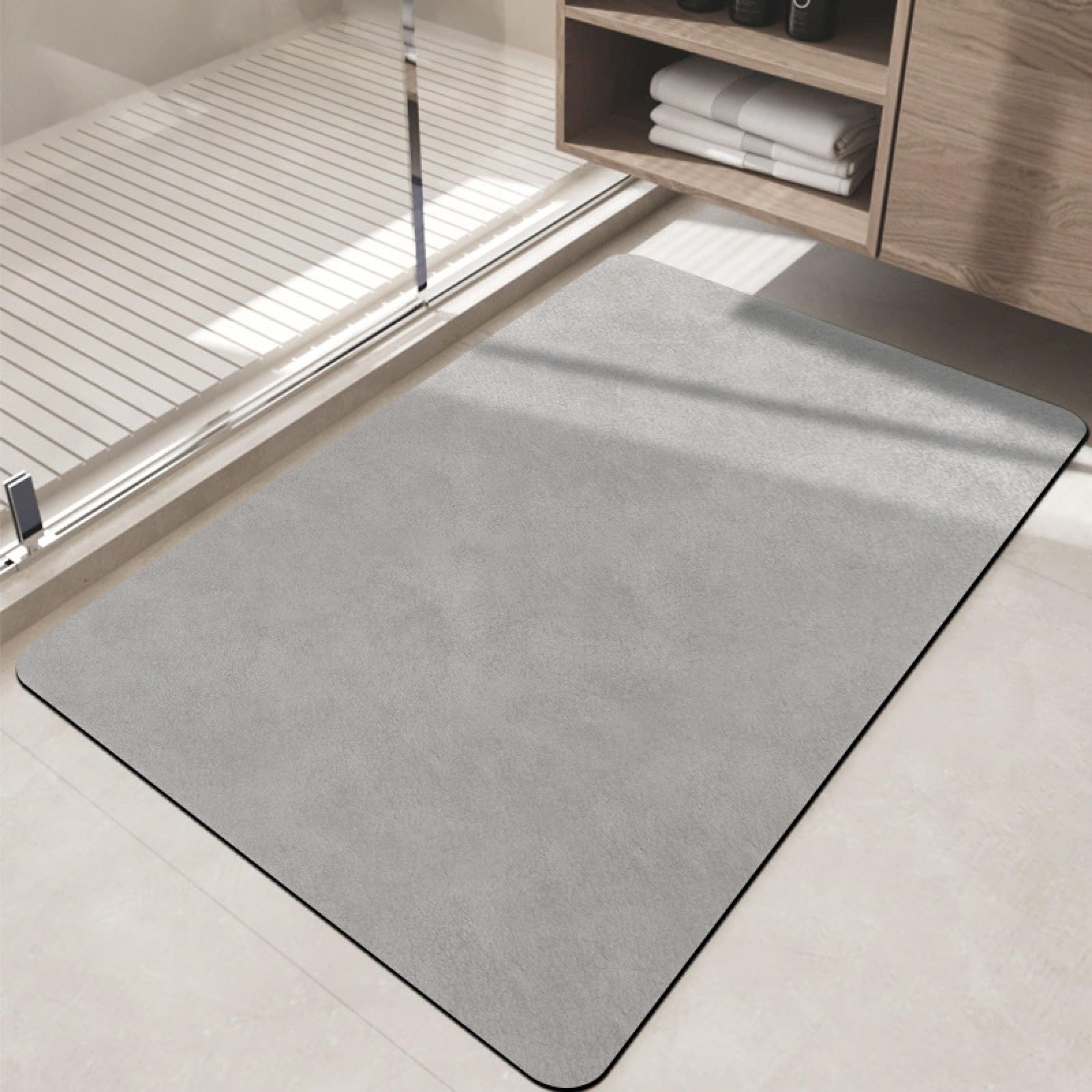 Alfombra de baño absorbente de diatomita gris con secado rápido antideslizante 50x80