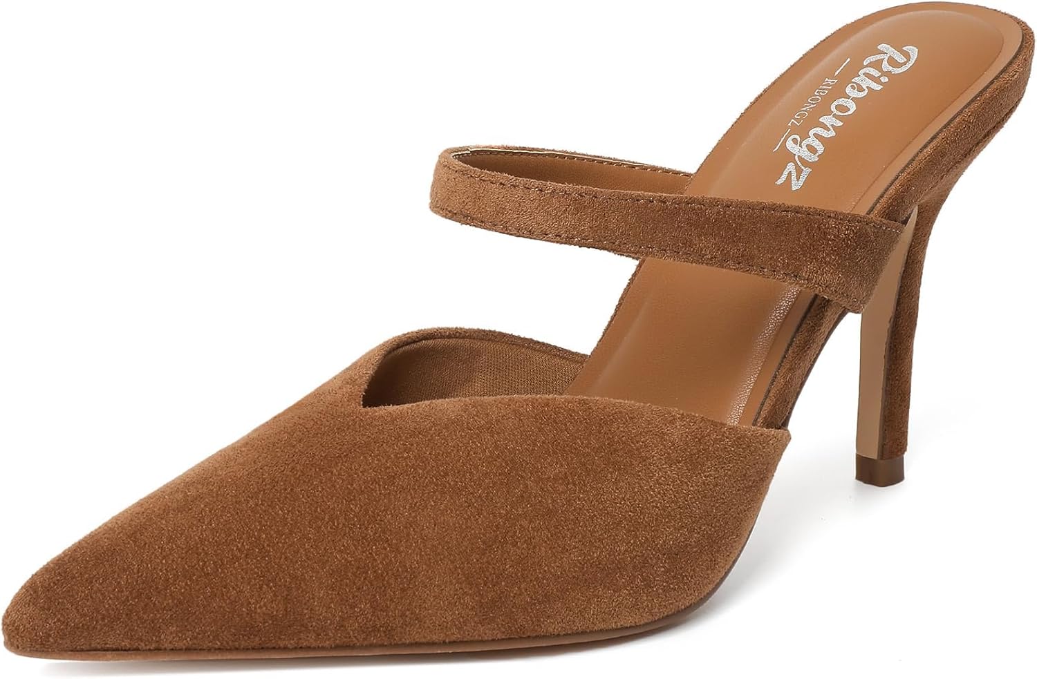 RINBONGZ Women's Pearl High Heels Pointed Closed Toe Wedding Shoes for Bride Stiletto Ankle Strap Satin Pumps Elegant Bridal Formal Party Evening Work Dress Shoes