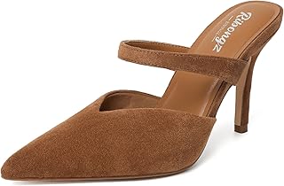 RIBONGZ RINBONGZ Women's Pearl High Heels Pointed Closed Toe Wedding Shoes for Bride Stiletto Ankle Strap Satin Pumps Elegant Bridal Formal Party Evening Work Dress Shoes