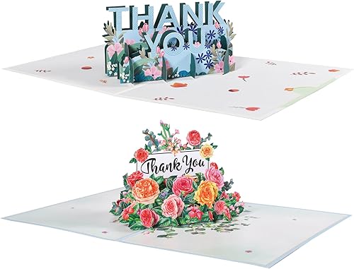 GREETING ART Tarjeta desplegable 3D de agradecimiento, tarjeta de agradecimiento al profesor, tarjetas de felicitación emergentes, flores, tarjetas