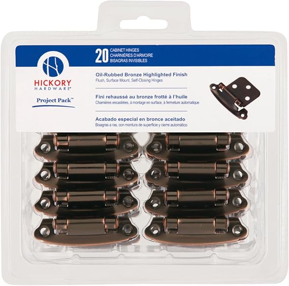 Hickory Hardware VP244-OBH Variable Overlay Surface Self-Closing Collection Cabinet Hinge - 170 Opening Face Frame Application Easy Installation, Oil-Rubbed Bronze Highlighted Finish - Pack of 1 Pair