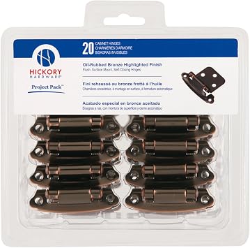 Hickory Hardware VP244-OBH Variable Overlay Surface Self-Closing Collection Cabinet Hinge - 170 Opening Face Frame Application Easy Installation, Oil-Rubbed Bronze Highlighted Finish - Pack of 1 Pair