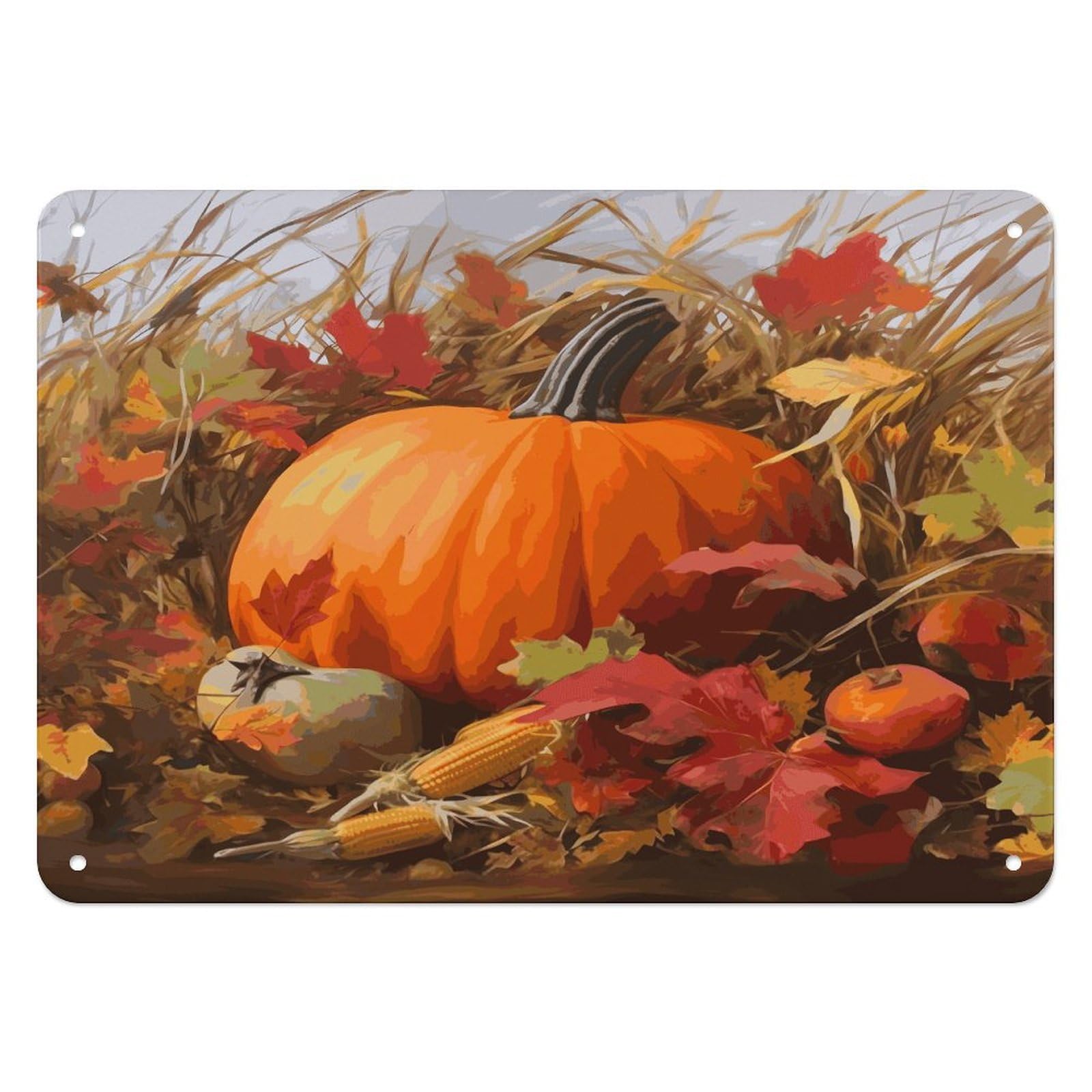 Btcowzrv Style Harvest Pumpkin Metal Sign, 5.5" X 7.9" Tin Wall Decor, Wall Art Plaques For Home Wedding Decor Room Living Room Decoration