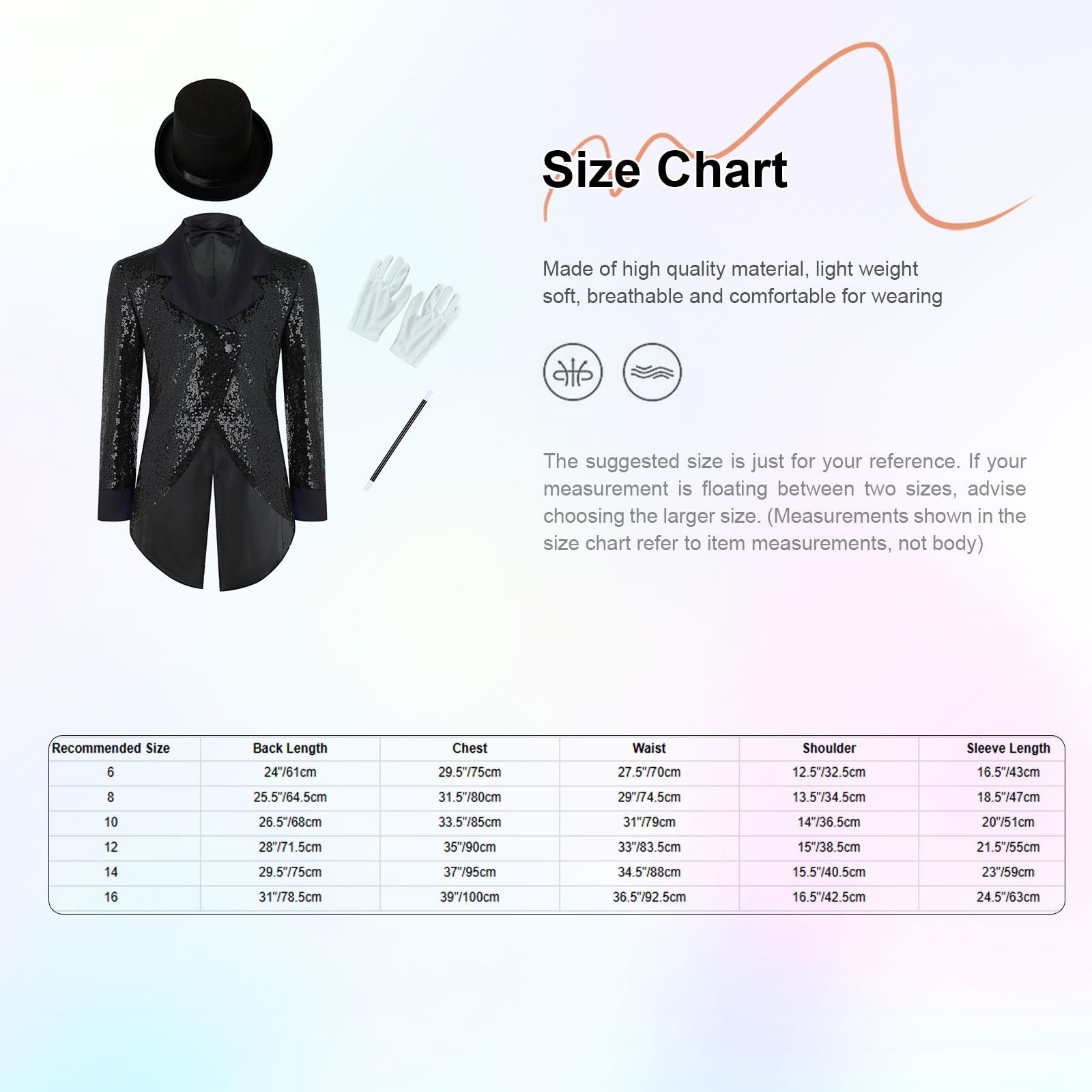 Alvivi Dziecięca elegancka kurtka, kostium czarodziejski, elegancki kostium dla dzieci, kapelusz Fedora, strój ślubny, zestaw akcesoriów do kostiumu, kostium